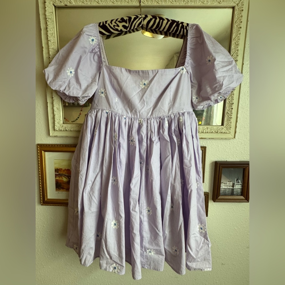 MABLE Lilac Smocked Neckline Dress